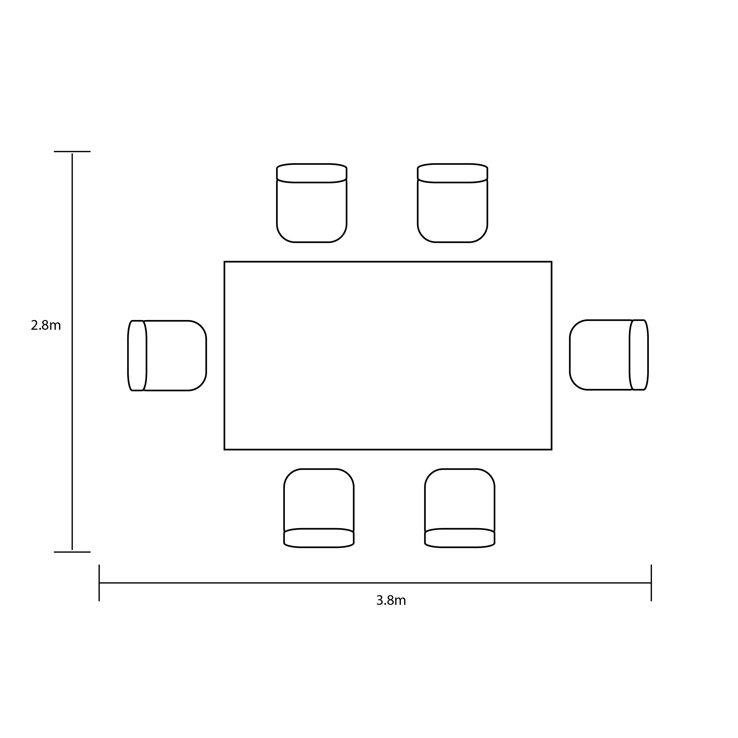 Eden 6 Seat Dining Set footprint